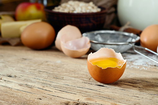 cracker raw egg with yolk inside