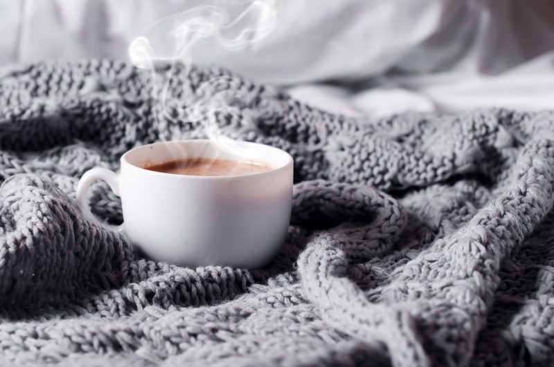 hot drink on a blanket