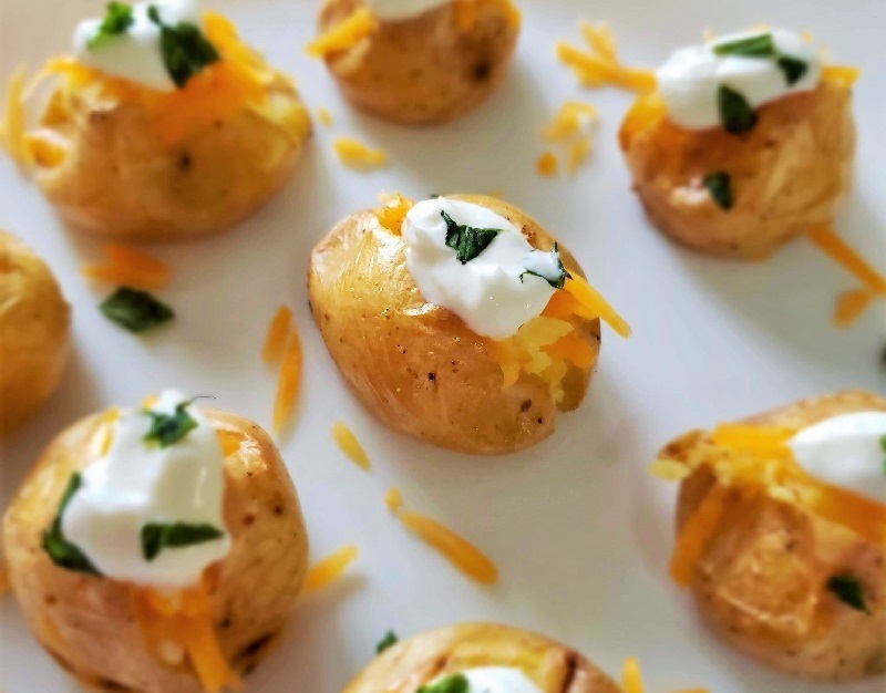 mini sweet potatoes with sour cream and cheese