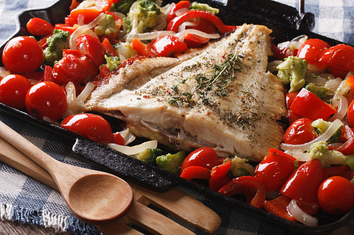 One Pan Greek Fish and Vegetables dinner for two