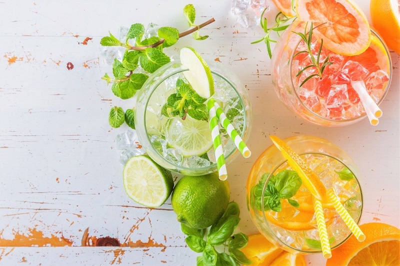Water infused with mint, limes, orange and grapefruit.