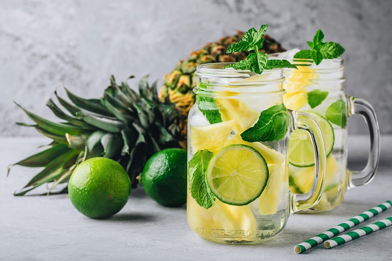 Water infused with limes, pineapple and mint.