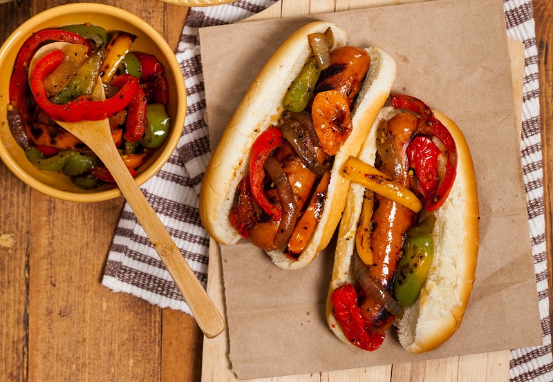 Chicken Sausage and Peppers Sandwich