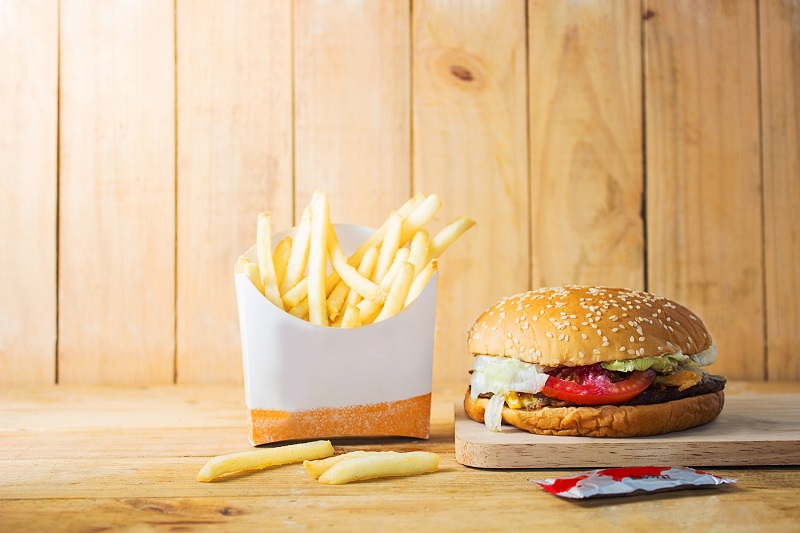 fast food French fries and burger