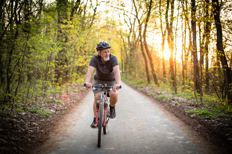 Outdoors bike rides are easy on the joints and good for the mind