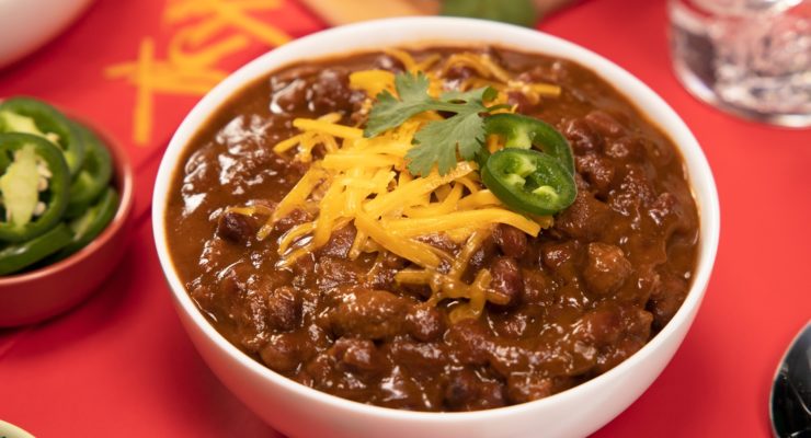 Nutrisystem Chili with Beans topped with cheese and peppers
