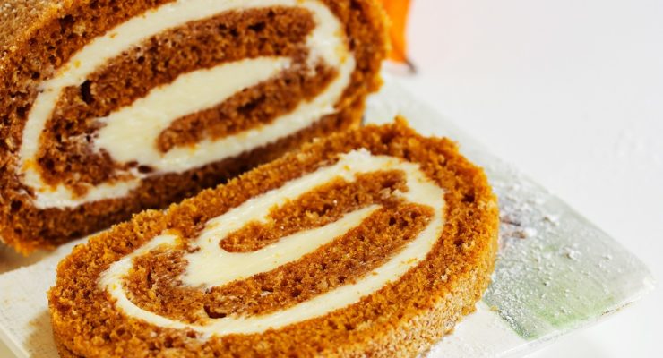 Pumpkin Roll with cream cheese filling