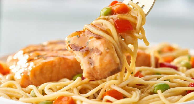 High Protein Asian Style Salmon With Pasta